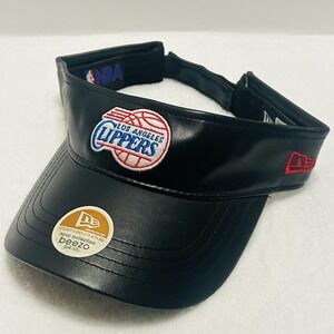 New Era Los Angeles Clippers Novo Collection Leather Visor‎ Hat Adjustable Black